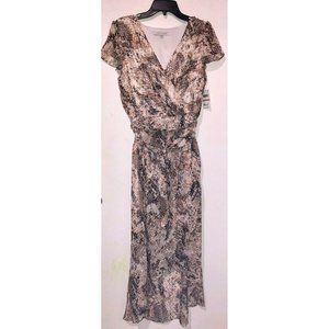 Women’s Dress Julia Jordan White Gold Animal V-Nec
